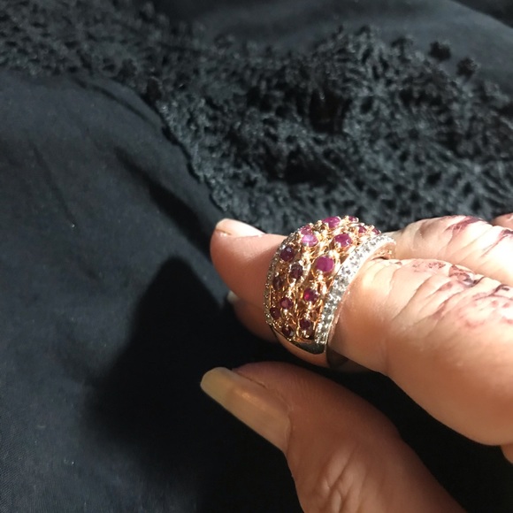 Preowned Sterling / Vermeil Ruby band - Picture 4 of 5